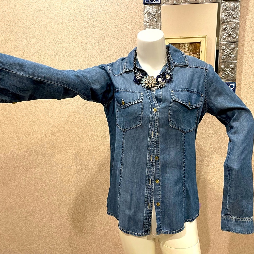 Lightly worn jean button-up